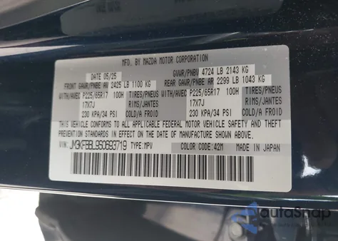 2025 Mazda Cx-5 2.5 S Select z USA, uszkodzony, nr VIN JM3KFBBL9S0693719